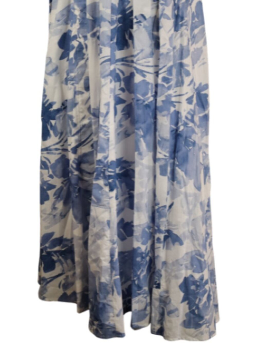 Calvin Klein Blue White Floral Shirt Dress V Neck Belted Dress Formal Size 6 - Picture 11 of 13